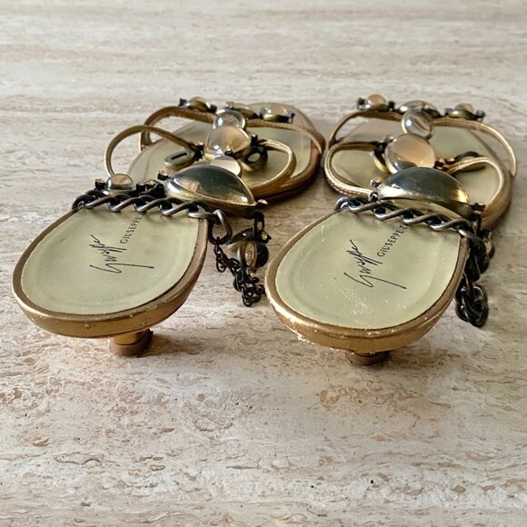 Vintage Giuseppe Zanotti Stone Strap Kitten Heel Sandals - Picture 7 of 9